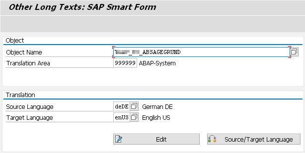 SAP SE63 - Translating SAP Smart Forms - Select Object Form Name